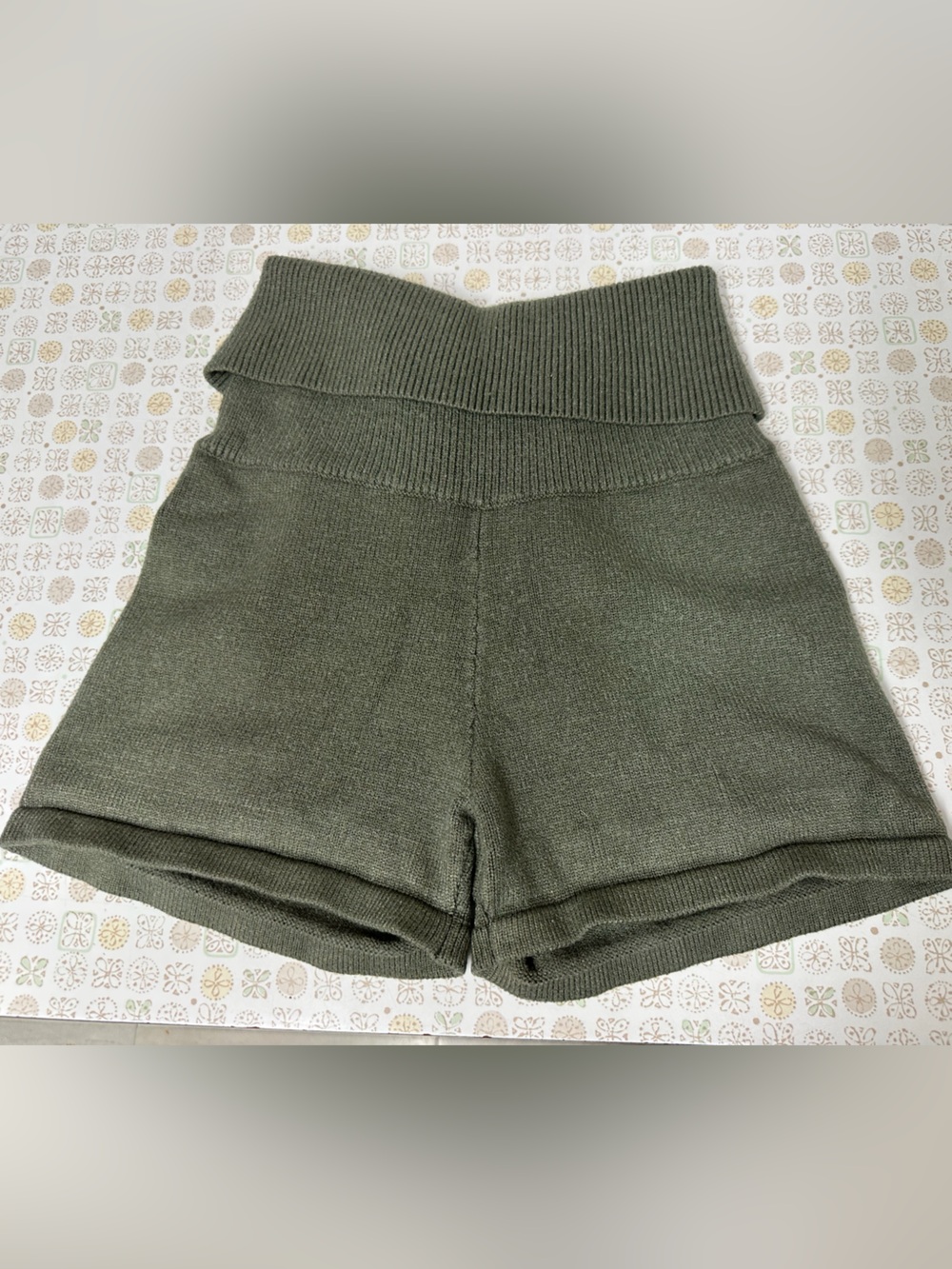 Olive Green Knit Shorts